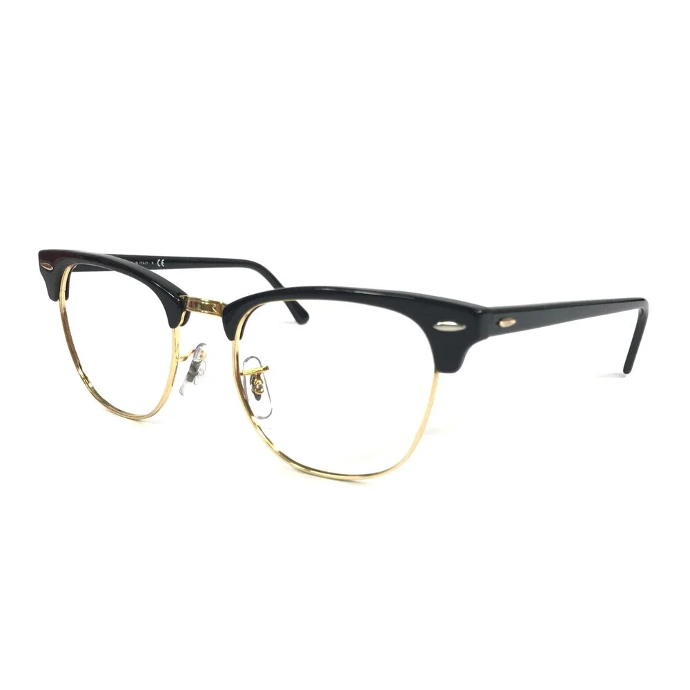 Ray-Ban Eyeglasses Frames RB3016 CLUBMASTER W0365 Black Gold Full Rim 51-21-145